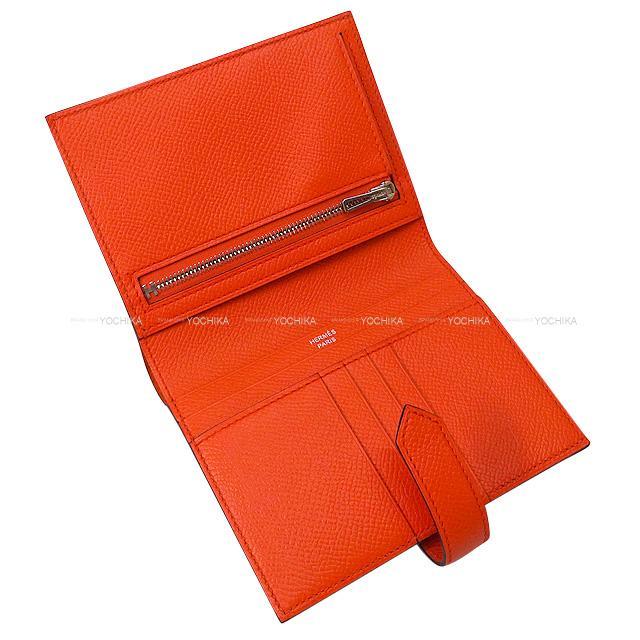 HERMES エルメス 財布 ベアンコンパクト バイカラー ブルーサフィール/カプシーヌ エプソン シルバー金具 新品未使用