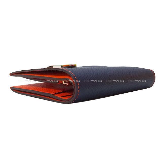 HERMES エルメス 財布 ベアンコンパクト バイカラー ブルーサフィール/カプシーヌ エプソン シルバー金具 新品未使用