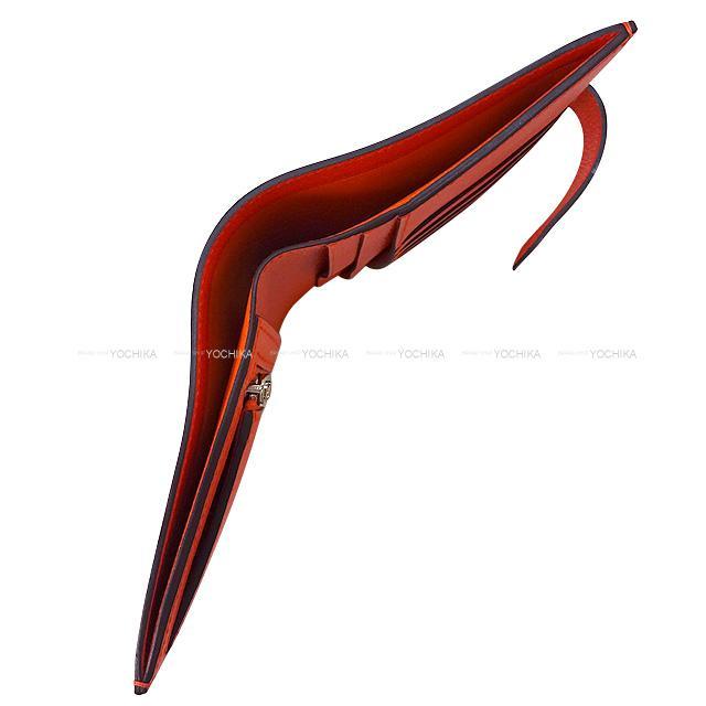 HERMES エルメス 財布 ベアンコンパクト バイカラー ブルーサフィール/カプシーヌ エプソン シルバー金具 新品未使用
