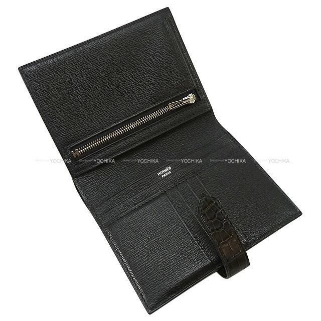 HERMES エルメス 財布 ベアンコンパクト 黒(ブラック) クロコダイルアリゲーターマット シルバー金具 SAランク【中古】 HERMES エルメス 財布 ベアンコンパクト 黒(ブラック) クロコダイルアリゲーターマット シルバー金具 SAランク【中古】