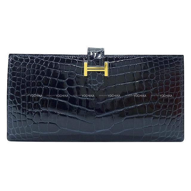 HERMES エルメス 財布 ベアン クラシック 黒(ブラック) クロコダイルアリゲーター