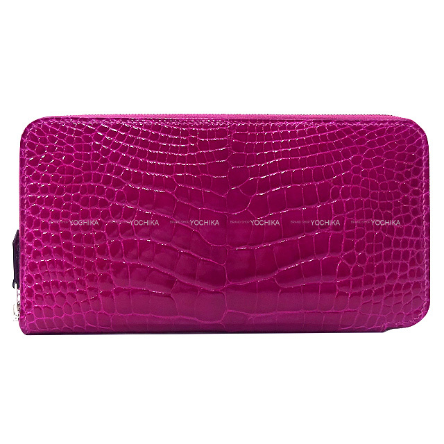 HERMES エルメス 長財布 アザップロング ローズパープル クロコダイル  