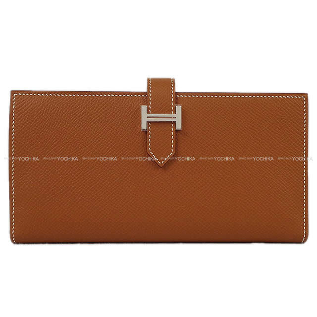 HERMES エルメス 長財布 ベアンスフレ ゴールド エプソン シルバー金具 