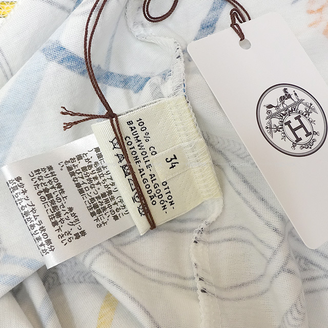 Hermes エルメス ワンピース 完璧なコース プリント マイクロドレス 34 白 ホワイト コットンジャージ 100 新品未使用