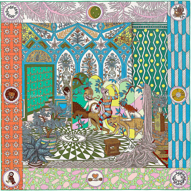 HERMES シルクスカーフ ダンスしている女性の柄（箱付き） HERMES シルクスカーフ ダンスしている女性の柄（箱付き）