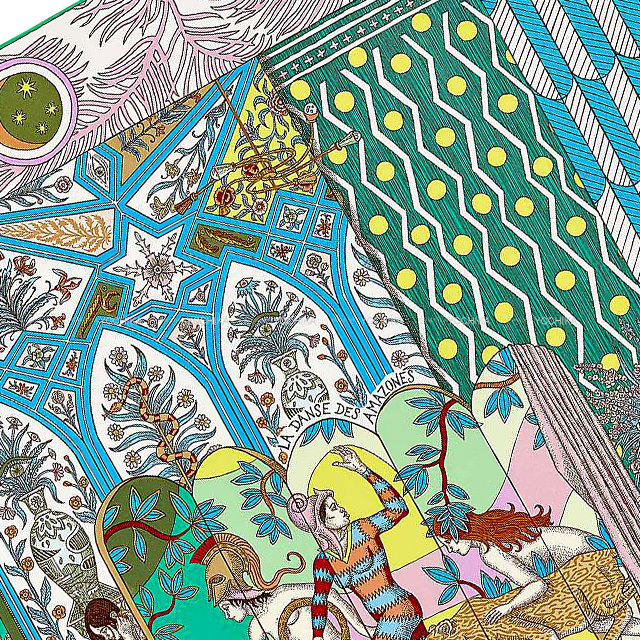 2020秋冬限定 HERMES エルメス スカーフ カレ90 アマゾンのダンス  