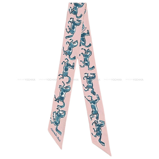 HERMES エルメス スカーフ ツイリー 自由の馬 ビューローズ/ブルー  