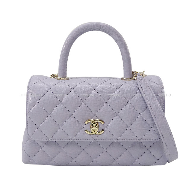 2021年 秋冬 限定 Chanel シャネル ショルダーバッグ マトラッセ ココハンドル スモール フラップ ラベンダー グレインドカーフ キャビアスキン シャンパンゴールド金具 A92990 新品