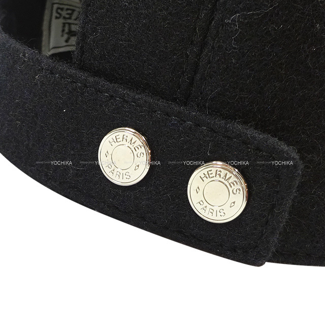 HERMES エルメス キャップ キャスケット 帽子 ディヴィス ヴァーシティー Davis Varsity #57 レディース 黒 (ブラック) シルク ビスコース シルバー金具 新品未使用 HERMES エルメス キャップ キャスケット 帽子 ディヴィス ヴァーシティー Davis Varsity #57 レディース 黒 (ブラック) シルク ビスコース シルバー金具 新品未使用