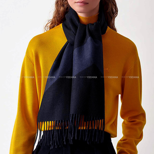 HERMES エルメス マフラー リバーシブル マフラー カザック シェヴロン  