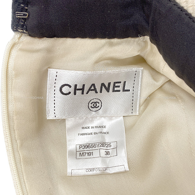 Chanel シャネル ワンピース バイカラー ノースリーブ ココボタン 38 P 新品同様 中古