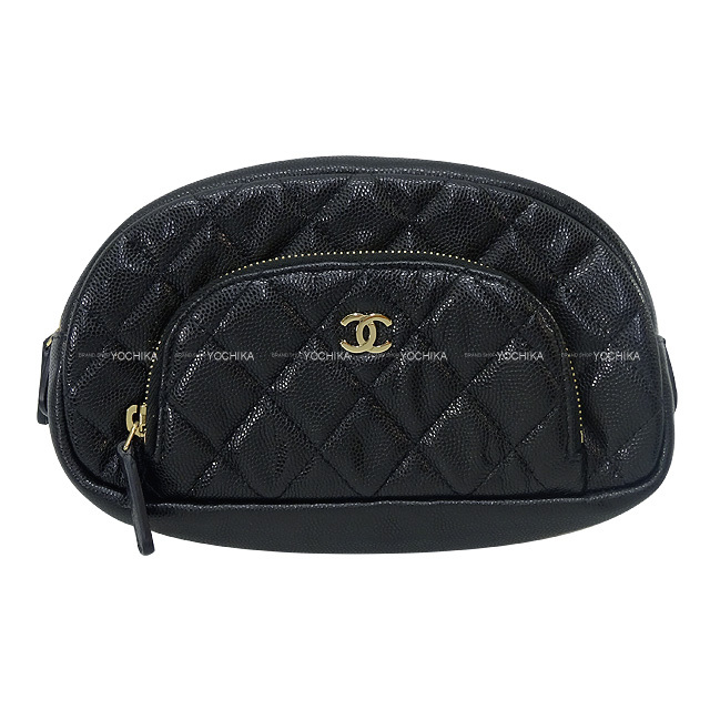 CHANEL シャネル マトラッセ ココマーク ラウンドファスナー コスメポーチ AP0821 黒(ブラック)/ボルドー グレインドカーフ(キャビアスキン) シャンパンゴールド金具 新品未使用 オンラインストア最激安 CHANEL シャネル ボルドー キャビアスキン ココマーク ポーチ ポーチ/バニティ