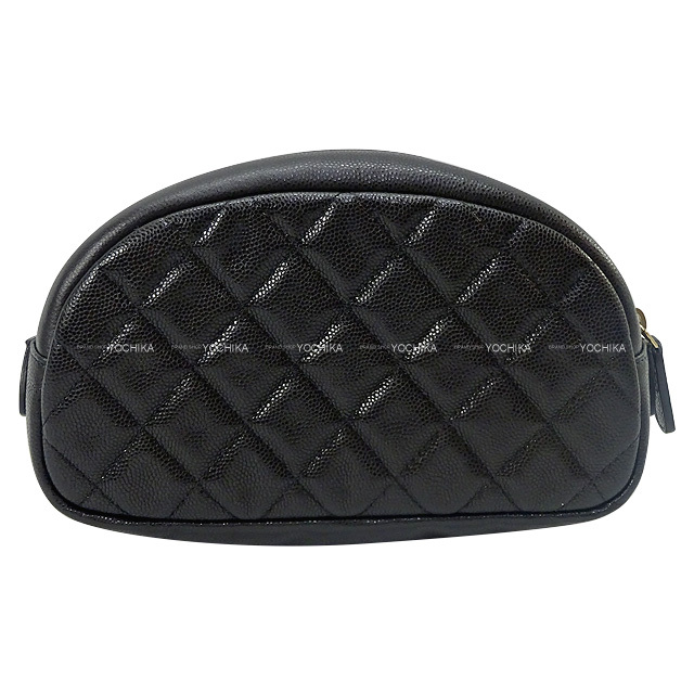 CHANEL シャネル マトラッセ ココマーク ラウンドファスナー コスメポーチ AP0821 黒(ブラック)/ボルドー グレインドカーフ(キャビアスキン) シャンパンゴールド金具 新品未使用 オンラインストア最激安 CHANEL シャネル ボルドー キャビアスキン ココマーク ポーチ ポーチ/バニティ