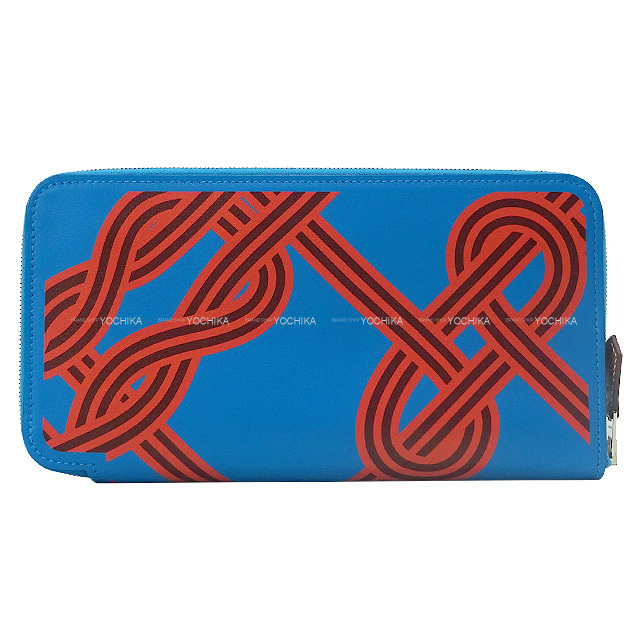 HERMES エルメス 長財布 アザップシルクイン ヌーマラン ブルー