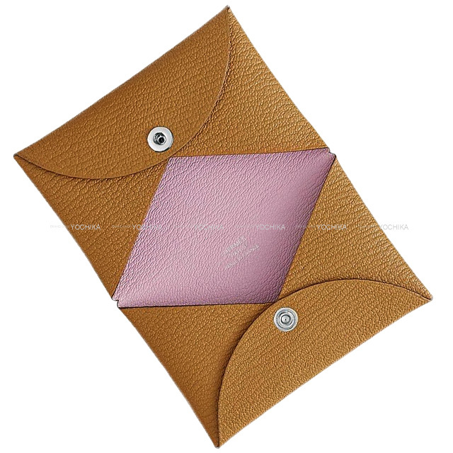 HERMES エルメス カードケース カルヴィ ヴェルソ キャラメル/モーヴ  