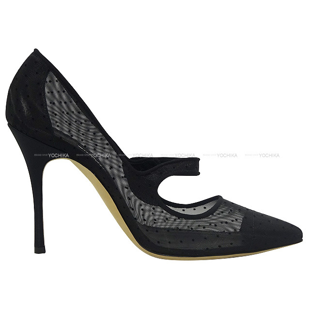 MANOLO BLAHNIK マノロブラニク パンプス CAMPARIMESH メッシュドット ポインテッドトゥ 黒 (ブラック) #38.5 新品