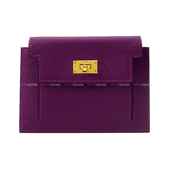 HERMES エルメス コインケース ケリーポケット アネモネ シェーブル 