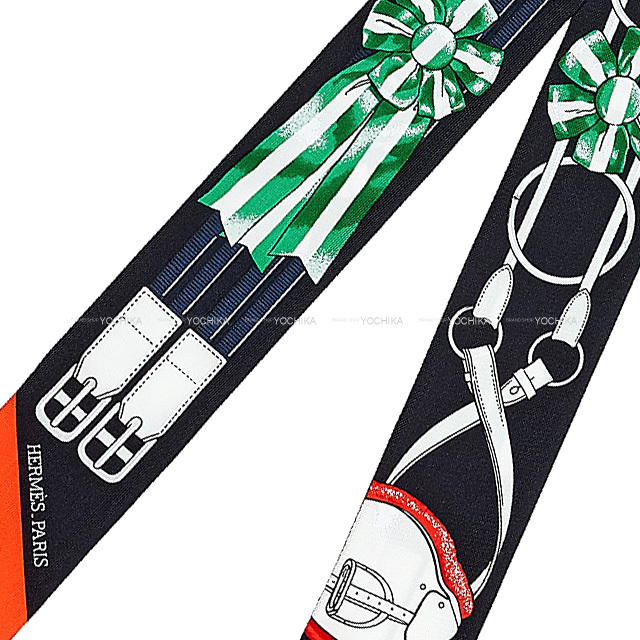 HERMES エルメス スカーフ ツイリー ジャンピング 黒(ブラック