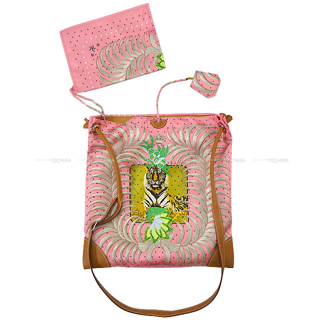 【おしゃれ♡】HERMES シルキーシティ 33 バッグ エルメス シルキーシティ33 レザー×シルク イエロー シルバー