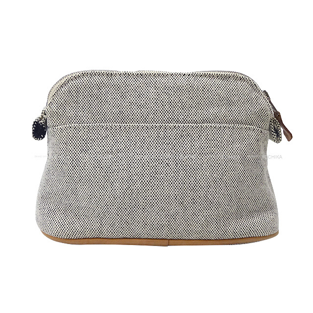 HERMES エルメス ポーチ ボリードポーチ ミニ マリン/エクリュ トワルGM シルバー金具 新品同様【中古】 HERMES エルメス ポーチ ボリードポーチ ミニ マリン/エクリュ トワルGM シルバー金具 新品同様【中古】