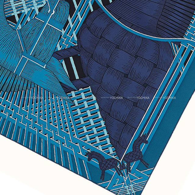 2021年秋冬 HERMES エルメス スカーフ カレ90 マサン マサン ブルー