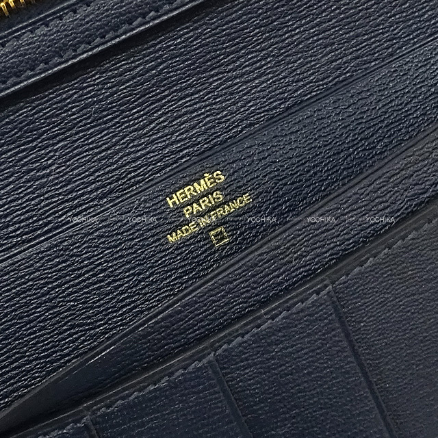 HERMESエルメス ベアンスフレ クロコアリゲーターネイビーゴールド財布長財布 HERMES エルメス 長財布 ベアンスフレ ブルーエレクトリック