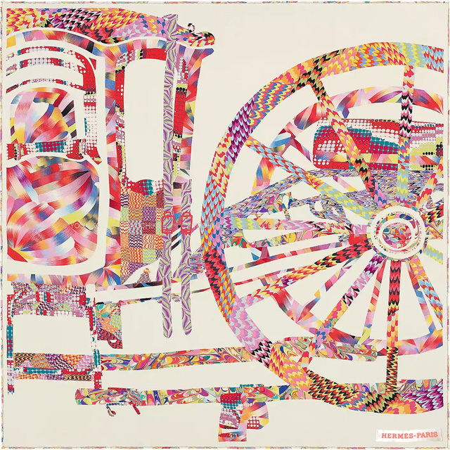 HERMES エルメス スカーフ カレ75 京都マーブル ベルリンヌ馬車に乗っ  