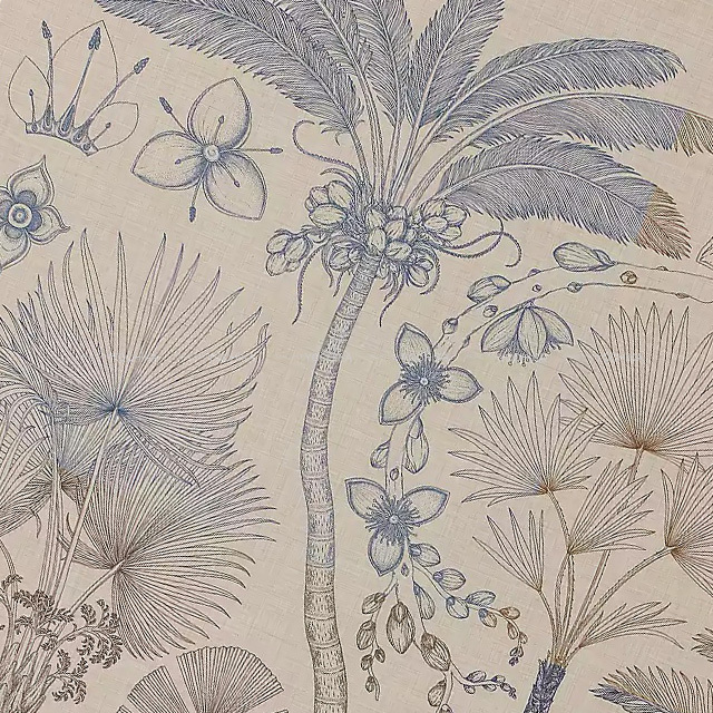 HERMES エルメス スカーフ カレ140 ヤシの目録 ナチュラル/ブルー