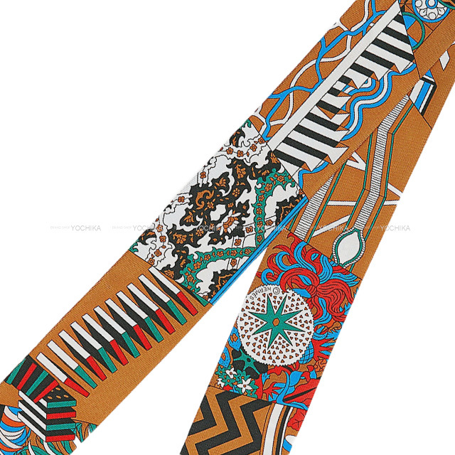 HERMES エルメス スカーフ ツイリー 杖傘と決闘 キャラメル/ヴェール  