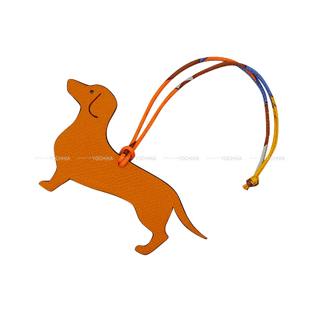 Hermes エルメス バッグチャーム プティアッシュ ダックスフント 犬 オレンジ オークル エプソン トゴ 新品