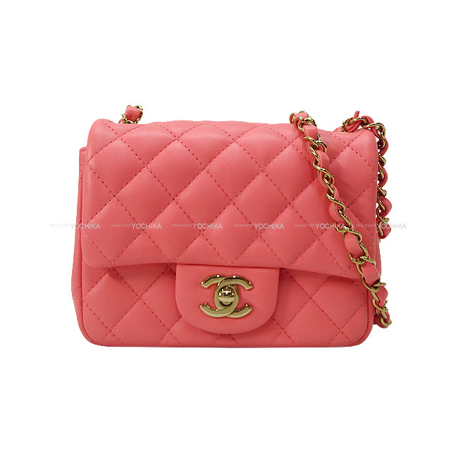 Chanel シャネル ミニ マトラッセ チェーンショルダーバッグ ピンク ラムスキン シャンパンゴールド金具 A350 新品未使用