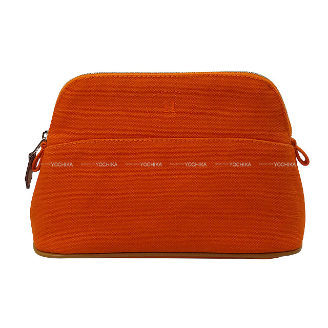 HERMES エルメス ポーチ ボリードポーチ 20/ミニ テラコッタ コットン  