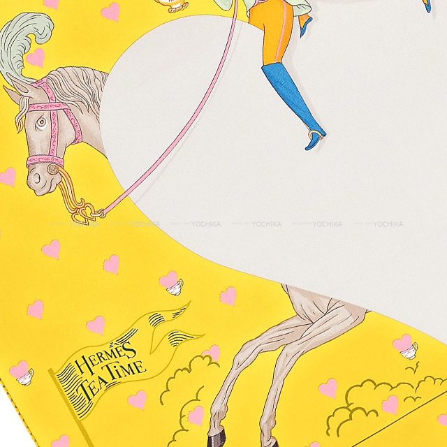 HERMES エルメス スカーフ カレ70 エルメスティータイム ジョーヌ