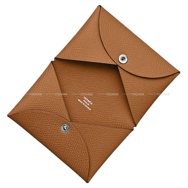 HERMES エルメス カードケース カルヴィ ゴールド エプソン シルバー