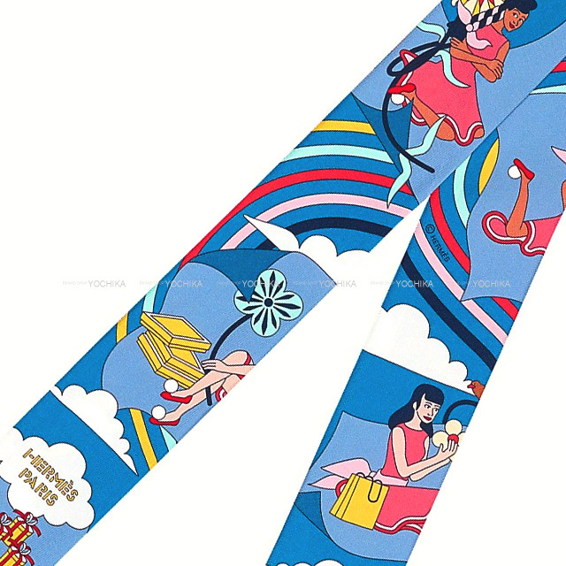 2022年 春夏 HERMES エルメス スカーフ ツイリー 空飛ぶカレ ブルー