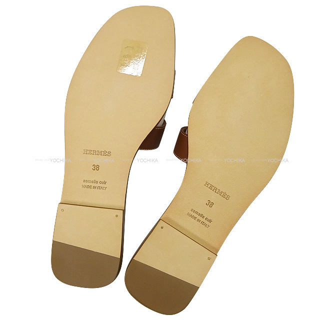 HERMES エルメス サンダル Hモチーフ Oran オラン ゴールド カーフ 38 新品 
