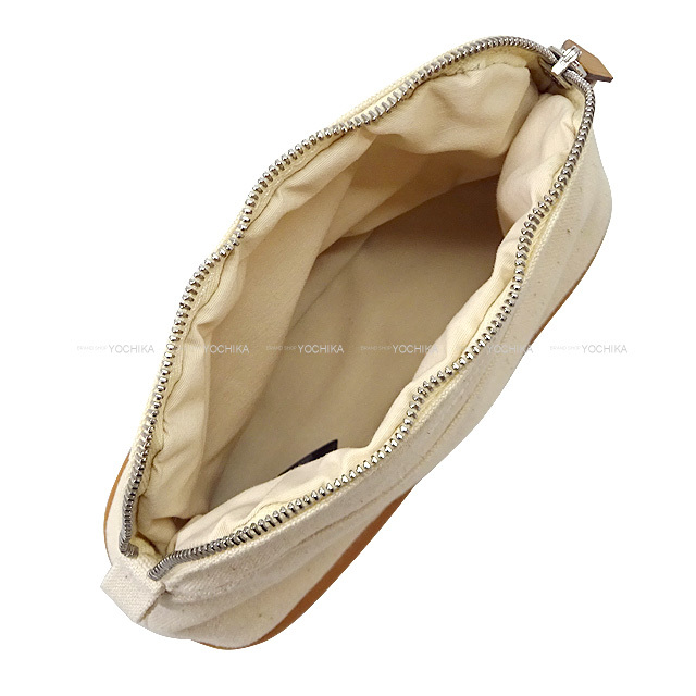 エルメス HERMES ボリードポーチ15 アイボリー SV金具 トワル  