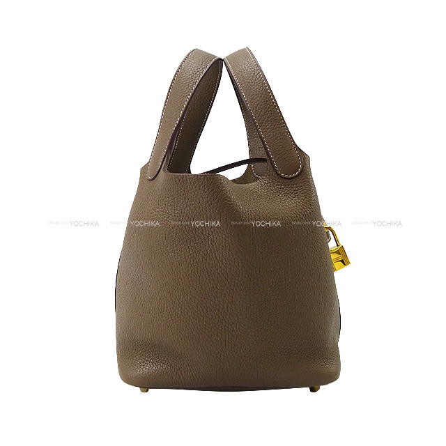 【恵比寿明治通り店】HERMES エルメス ハンドバッグ ピコタンロック 18 PM エトープ (エトゥープ) トリヨンクレマンス ゴールド金具 D刻印 新品同様【中古】