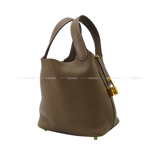 【恵比寿明治通り店】HERMES エルメス ハンドバッグ ピコタンロック 18 PM エトープ (エトゥープ) トリヨンクレマンス ゴールド金具 D刻印 新品同様【中古】