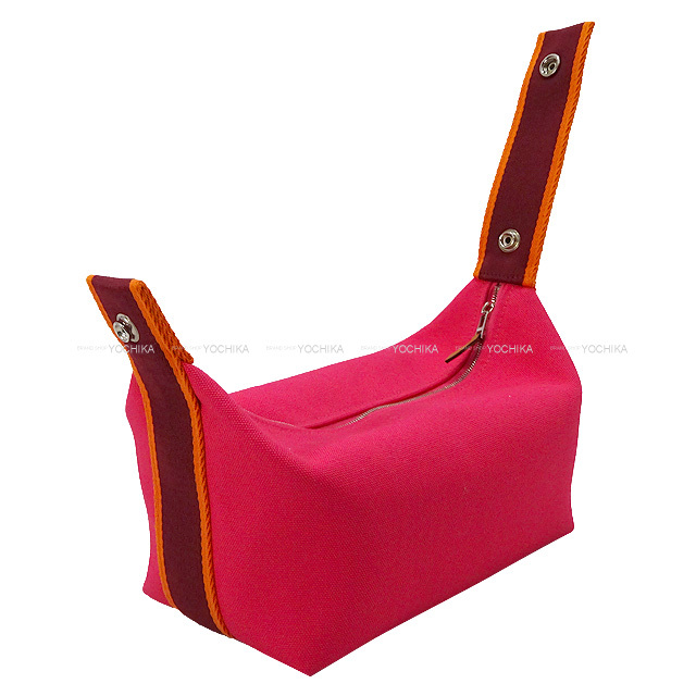 HERMES エルメス ポーチ ブリッドアブラック PM ハイビスカス トワル  