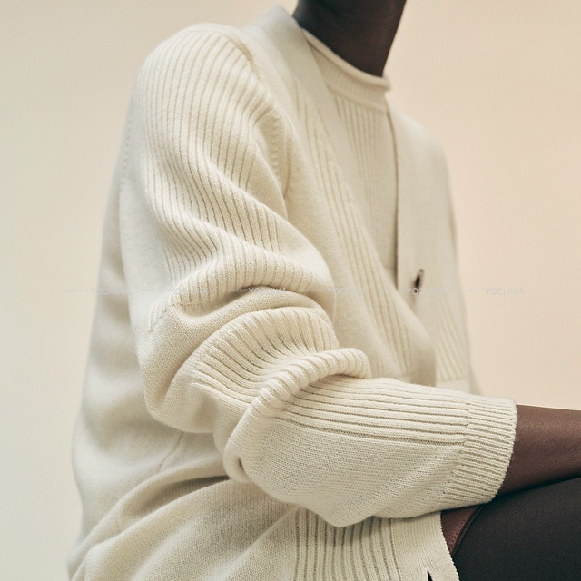 HERMES エルメス カーディガン ロング セリエ ボタン アイボリー  