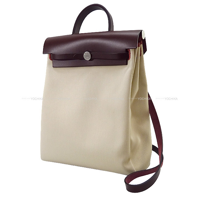 Hermes エルメス リュック デイパック エールバッグ ジップ アド ルトゥルネ Pm ルージュセリエ ベトン トワルミリタリー ヴァッシュハンター シルバー金具 Z刻印 新品