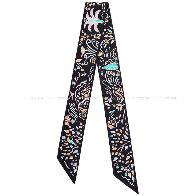 2022年春夏 HERMES エルメス スカーフ ツイリー 春の島 黒  