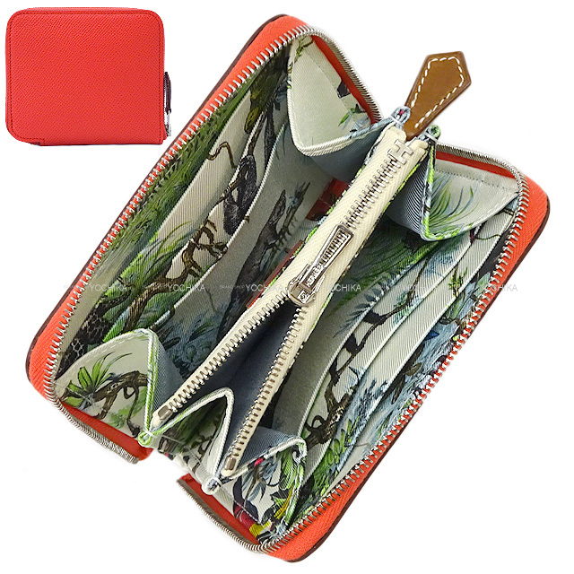 HERMES エルメス 二つ折り財布 アザップシルクイン コンパクト 赤道  