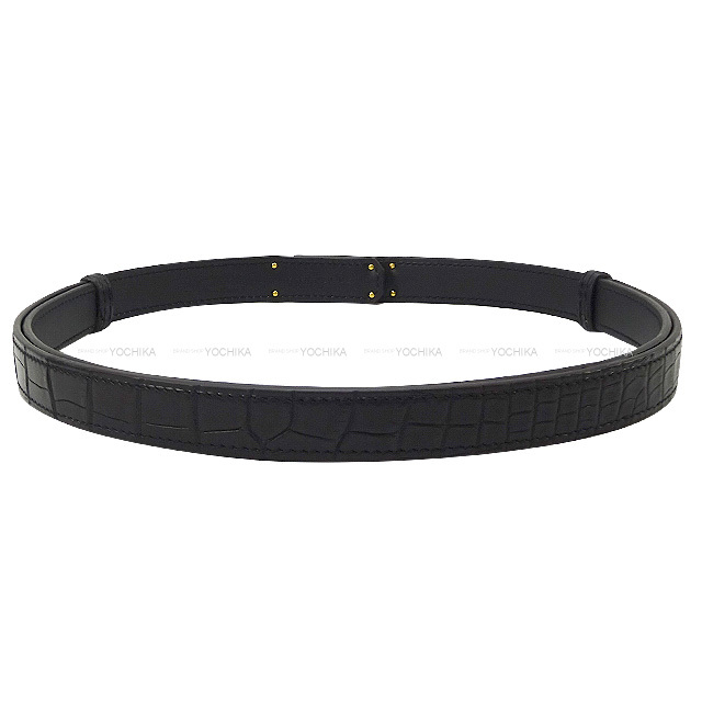 HERMES エルメス ベルト ケリーベルト18 黒 (ブラック) クロコダイル  