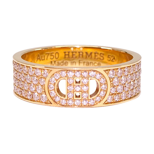 HERMES エルメス リング・指輪 Hダンクル フルダイヤ 52 K18 ピンクゴールド ローズゴールド金具 新品未使用