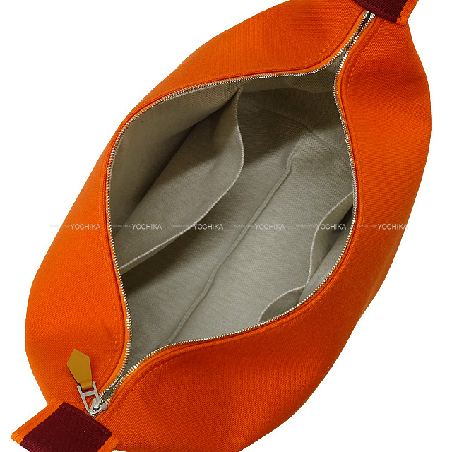 HERMES エルメス ポーチ ブリッドアブラック GM オレンジ/ルージュ