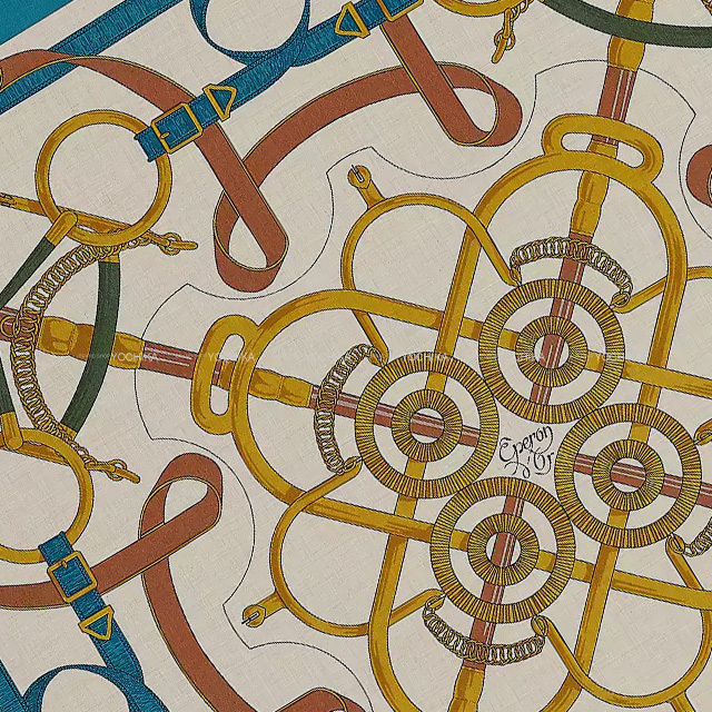 2021年秋冬 HERMES エルメス スカーフ カレ140 エプロンドール ブルー