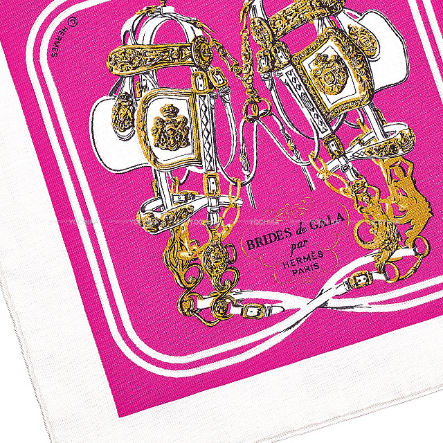 HERMES エルメス スカーフ カレ20 ナノ ブリッドドゥガラ 白(ホワイト