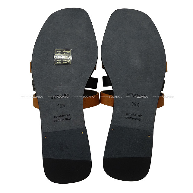 エルメス　レディースサンダル　アモーレ　黒　39 HERMES エルメス サンダル アモーレ 黒 (ブラック) マロン カーフ